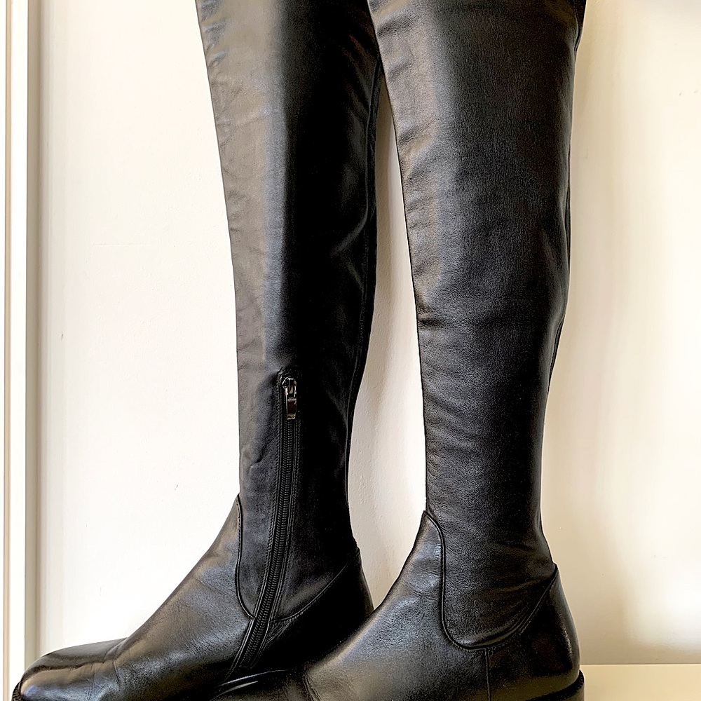 Via Spiga supple black leather over knee boots 39